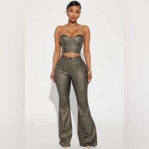 Fashion Nova- Lola Faux Leather Pant Set